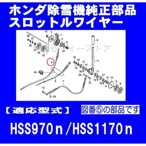 画像1: ホンダ 除雪機 HSS970n,HSS1170n用 スロットルワイヤー   (1)