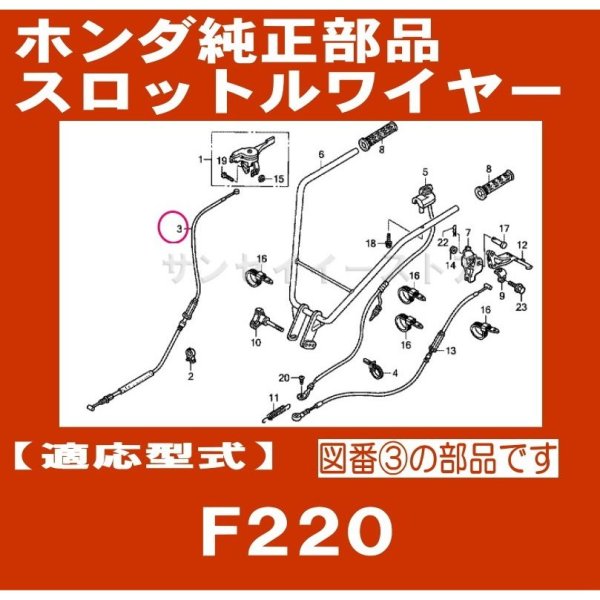 画像2: ホンダ 耕うん機  F220J / F220BA用  スロットルワイヤー  (2)