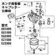 画像2: ホンダ発電機 キャブレターAssy. EG1500,EG2300 EZ1500,EZ2300 用 ※キャブ号機をご確認下さい。  (2)