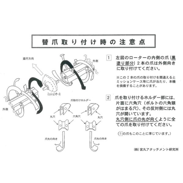 画像6: 宮丸アタッチメント製 18本組  ホンダ 耕耘爪 F401 F402  スターローターDX  (6)