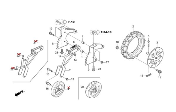 画像1: ホンダ 純正 サラダ FF500用  車輪 ホイールCOMP 1個  (1)