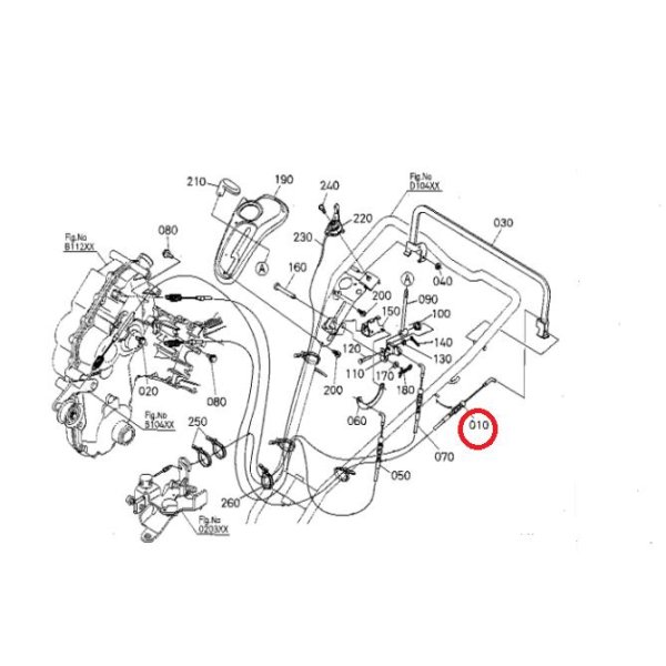 画像3: クボタ 純正 ミニ耕うん機  TRS50/60/70用 主クラッチケーブル  (3)