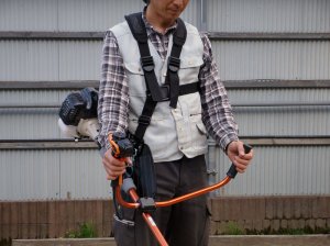 ミナワ工業 刈払機用 両肩掛けバンド ダブルメッシュ 腰当付 ［WMP-103