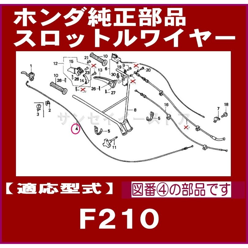 ホンダ 耕うん機F210用 スロットルワイヤー １本(鉄レバー用) - サンセイイーストア/sanseiestore