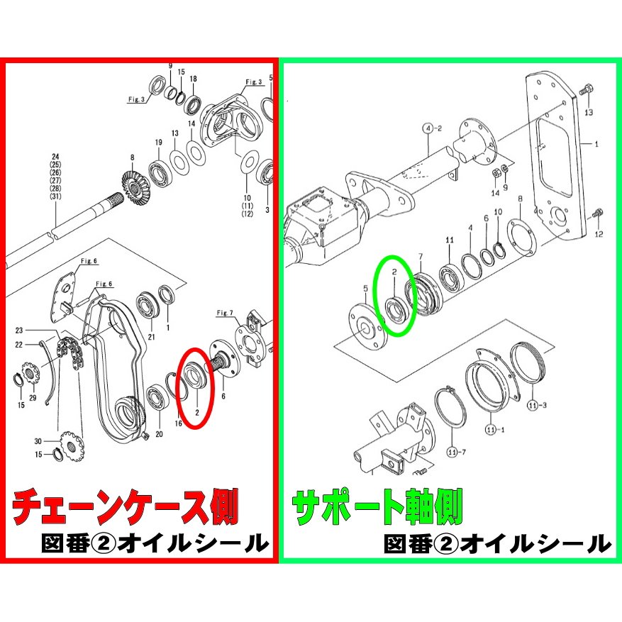 ヤンマートラクターパーツ ロータリーのベアリングケースセット