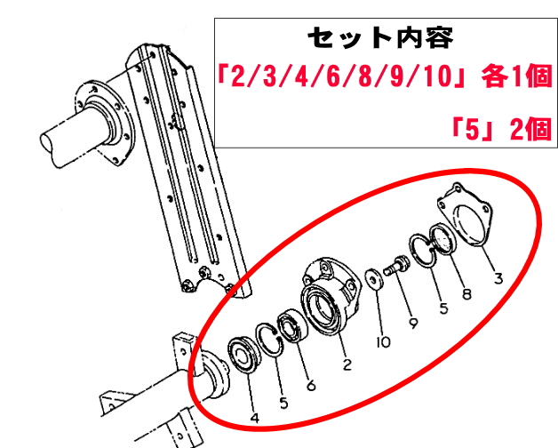 最大70％オフ！ クボタ トラクター ロータリーベアリングケースセット RL140G RL150G RL160G RL170G用 